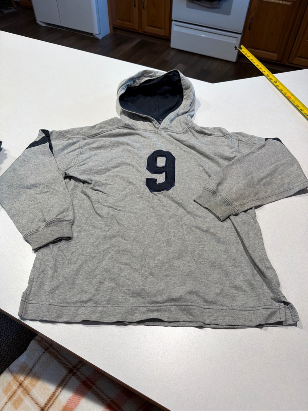 Vintage GAP Gray Hooded Sweatshirt with Navy '9' Appliqué